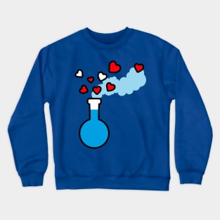 Love is My Mana - Blue Potion Laboratory Flask with Red Hearts Crewneck Sweatshirt